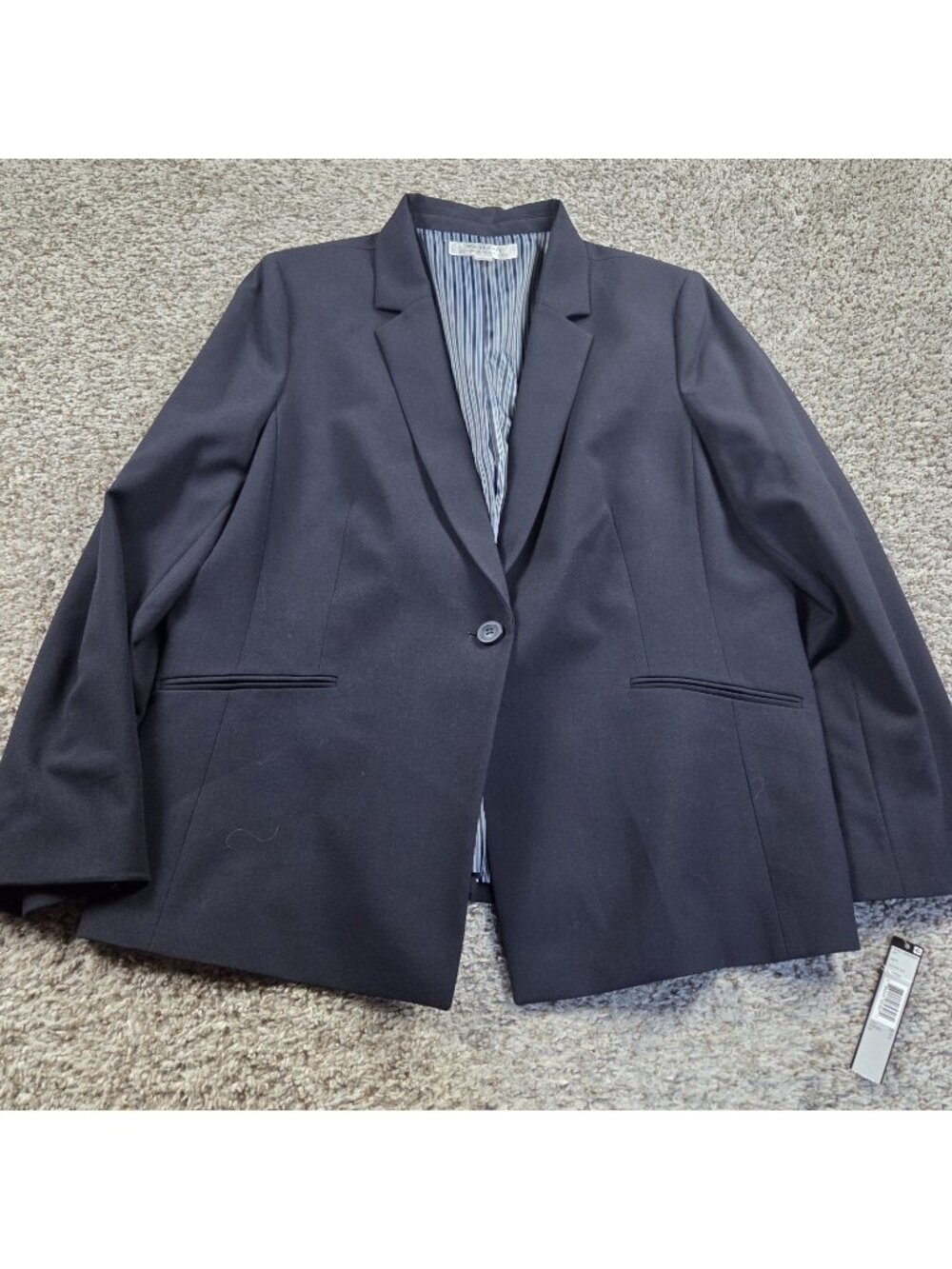 Tahari Blazer Womens 18 Blue Button Front Jacket Lined Rayon Blend Tags